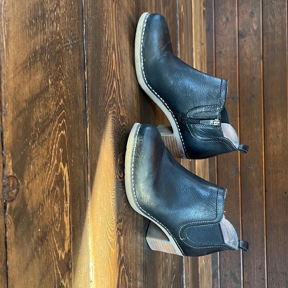 Dansko Leather Black Ankle Booties